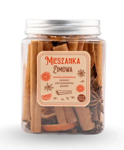 Przejdź do produktu Mieszanka zimowa przypraw z suszoną pomarańczą w słoiku 150g