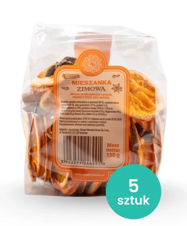 Mieszanka zimowa przypraw z suszoną pomarańczą w torebce foliowej PET 150g ilosc.webp
