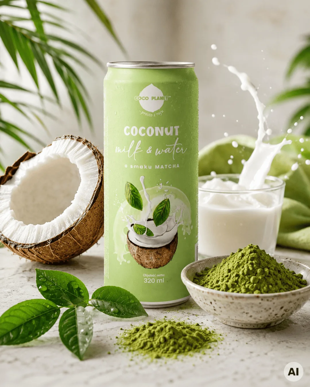 Coco Planet Coconut Milk & Water Matcha z kokosem i matchą