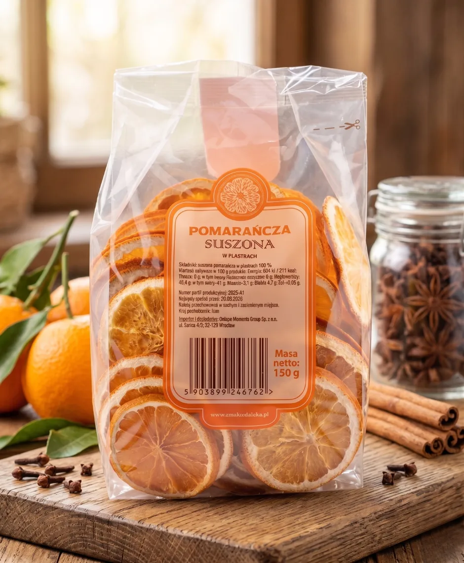 Smaki z daleka Suszona pomarańcza w plastrach 150g smak zda leka.webp